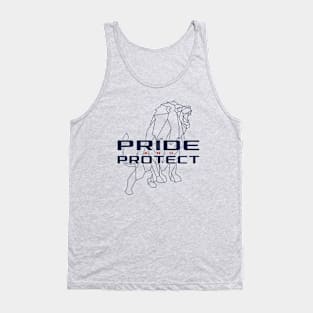 Lion with Pride and Protect Tagline Tank Top